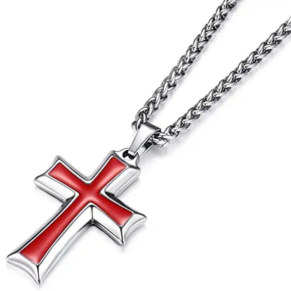Wholesale Jewelry Unisex Cross Titanium Steel Alloy Pendant Necklace With Geometric Pattern And Electroplating Treatment
