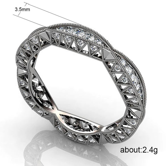 Wholesale Jewelry Unisex Hollow Carved Copper Ring With Geometric Design And Diamond Treatment