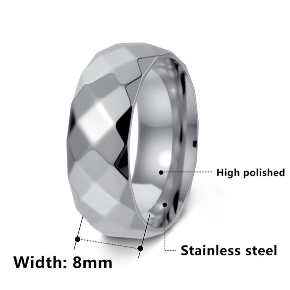 Wholesale Jewelry Unisex Multifaceted Geometric 304 Stainless Steel Frosted Ring Electroplated