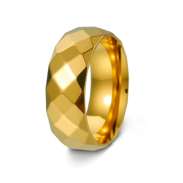Wholesale Jewelry Unisex Multifaceted Geometric 304 Stainless Steel Frosted Ring Electroplated