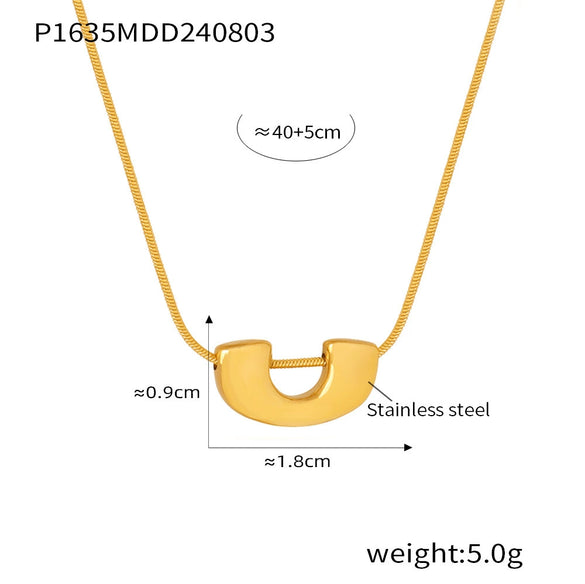 Wholesale Jewelry Ushaped Pendant 316L Stainless Steel Plated Gold Geometric Women's Earrings And Necklace Set