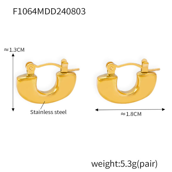 Wholesale Jewelry Ushaped Pendant 316L Stainless Steel Plated Gold Geometric Women's Earrings And Necklace Set