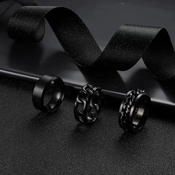 Wholesale Jewelry Ushaped Titanium Steel Chain Ring Brushed Sand Matte Electroplated For Unisex