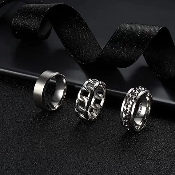 Wholesale Jewelry Ushaped Titanium Steel Chain Ring Brushed Sand Matte Electroplated For Unisex