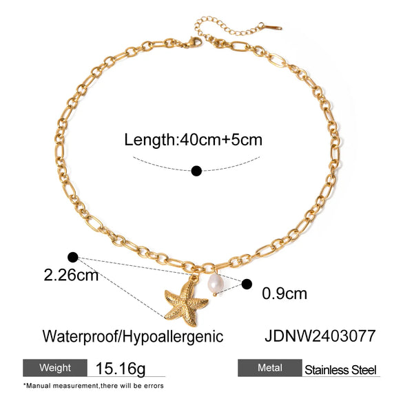 Wholesale Jewelry Vacation Beach Classic Style Starfish 304 Stainless Steel 18K Gold Plated Plating Pendant Necklace