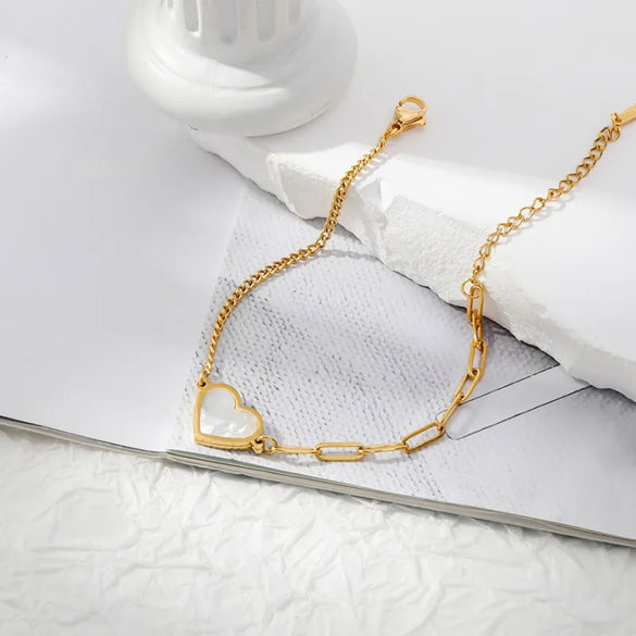 Wholesale Jewelry Vacation Beach Heart Shape 304 Stainless Steel Anklet