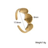 Wholesale Jewelry Vacation Beach Simple Style Shell 304 Stainless Steel 18K Gold Plated Open Rings