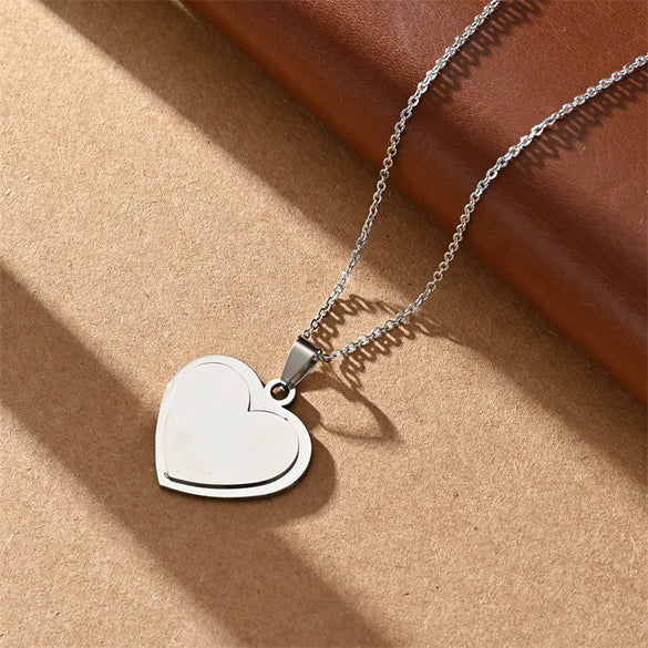 Wholesale Jewelry Vacation Classic Style Customization Laser Engraving Solid Color 304 Stainless Steel Plating Cable Chain Pendant Necklace