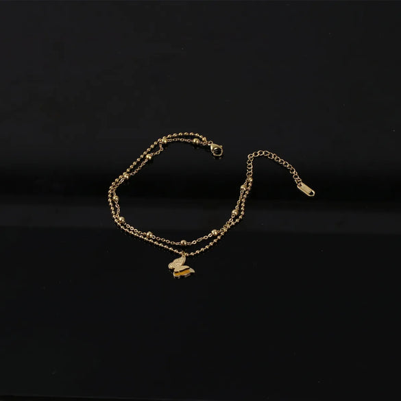 Vacation Simple Style Butterfly Titanium Steel Plating 18k Gold Plated Women's Anklet