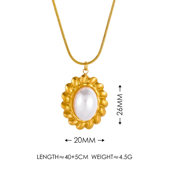 Wholesale Jewelry Vacation Simple Style Round 304 Stainless Steel Artificial Pearls 18K Gold Plated Inlay Earrings Necklace