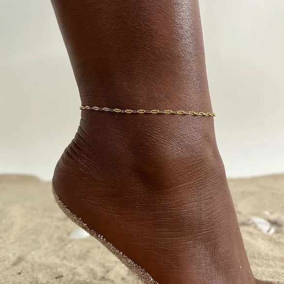 Wholesale Jewelry Vacation Sweet Moon Heart Shape 201 Stainless Steel Gold Plated Plating Anklet