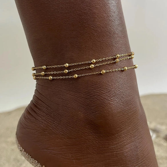 Wholesale Jewelry Vacation Sweet Moon Heart Shape 201 Stainless Steel Gold Plated Plating Anklet