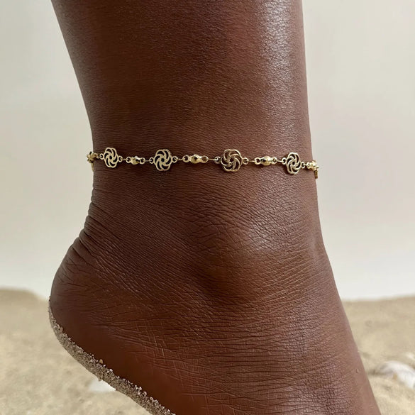 Wholesale Jewelry Vacation Sweet Moon Heart Shape 201 Stainless Steel Gold Plated Plating Anklet