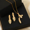 Wholesale Jewelry Vintage Animals Snake Copper Zircon Micro Inlay Pendant Necklace Earrings Suit With Electroplating