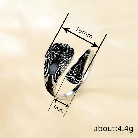 Wholesale Jewelry Vintage Bohemian Style Copper Ring With Flower And Leaf Pattern Electroplated For Women