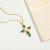 Wholesale Jewelry Vintage Cross Pendant Clavicle Chain Copper Mixed Gem Inlay Electroplating For Women