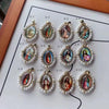 Wholesale Jewelry Vintage Crystal Beads Oval Copper Holy Father Pendant Accessories With Electroplating