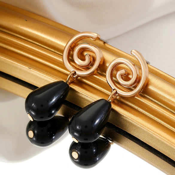 Wholesale Jewelry Vintage Geometric Alloy Round Hollow Vortex Earrings For Women