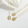 Wholesale Jewelry Vintage Geometric Copper Mixed Gemstone Inlay Electroplating Ochain Pendant Necklace For Women