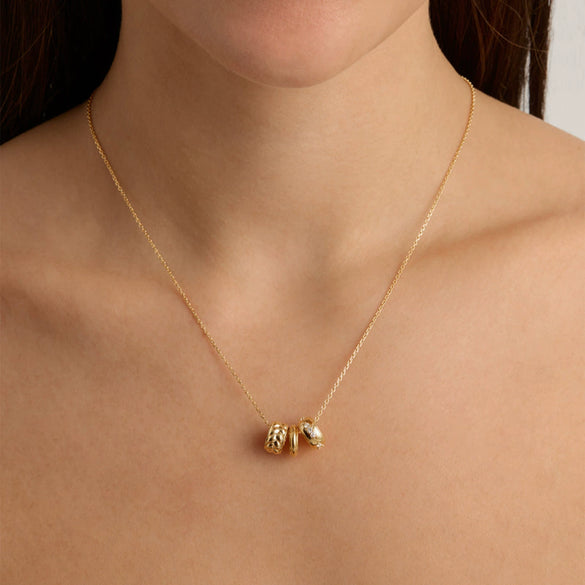 Wholesale Jewelry Vintage Geometric Copper Ring Pendant Ochain Necklace With Mixed Gemstone Inlay And Gold Plated