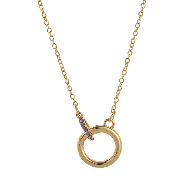 Wholesale Jewelry Vintage Geometric Mixed Gemstone Inlay Copper Goldplated O Chain Ring Necklace