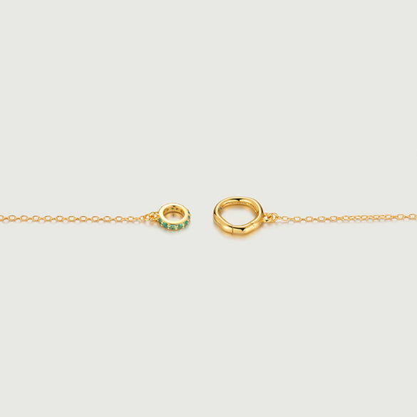 Wholesale Jewelry Vintage Geometric Mixed Gemstone Inlay Copper Goldplated O Chain Ring Necklace