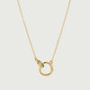 Wholesale Jewelry Vintage Geometric Mixed Gemstone Inlay Copper Goldplated O Chain Ring Necklace