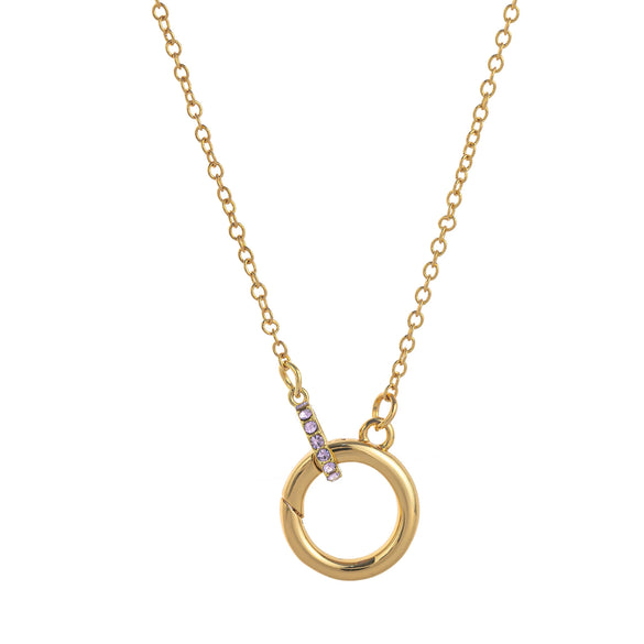 Wholesale Jewelry Vintage Geometric Mixed Gemstone Inlay Copper Goldplated O Chain Ring Necklace