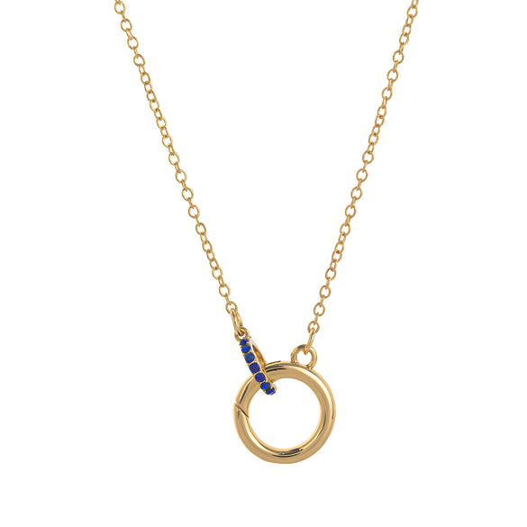 Wholesale Jewelry Vintage Geometric Mixed Gemstone Inlay Copper Goldplated O Chain Ring Necklace