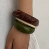 Wholesale Jewelry Vintage Geometric Resin Arc Glossy Open Handmade Bracelet