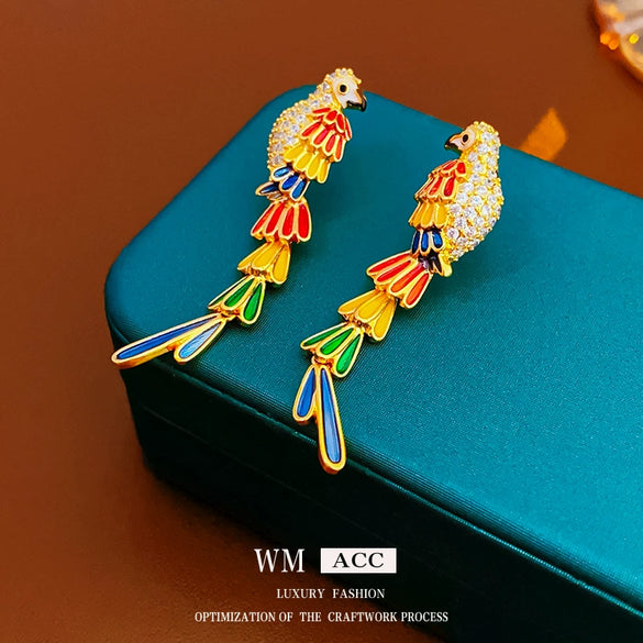 Wholesale Jewelry Vintage Highend Animal Zodiac Copper Electroplated Silver Needle Earrings For Women