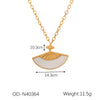Wholesale Jewelry Vintage Highend Stainless Steel 18K Gold Plated Ochain Pendant Necklace And Earrings With Shell Inlay And Sector Pattern