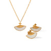 Wholesale Jewelry Vintage Highend Stainless Steel 18K Gold Plated Ochain Pendant Necklace And Earrings With Shell Inlay And Sector Pattern