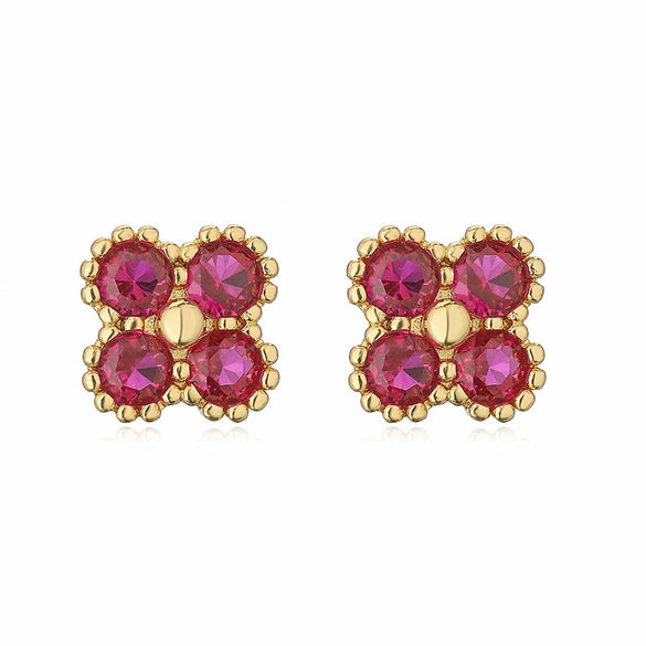Wholesale Jewelry Vintage Light Luxury Copper Fourleaf Clover Geometric Earrings For Women