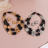 Wholesale Jewelry Vintage Punk Style Acrylic Geometric Beaded Double Layer Clavicle Chain Necklace And Earrings With Electroplating For Women