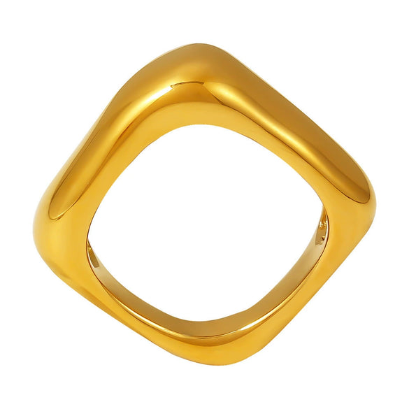 Wholesale Jewelry Vintage Ring 316L Stainless Steel Pvd Plated Geometric Square