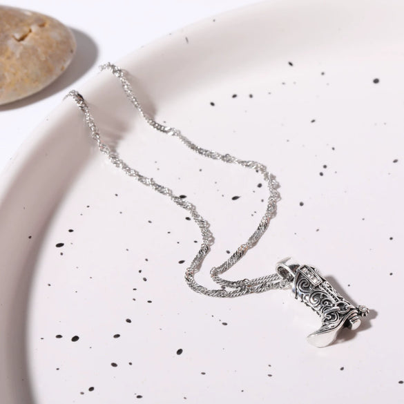 Wholesale Jewelry Vintage Silver Boots Pendant Copper Clavicle Chain Gold Plated Electroplated For Women