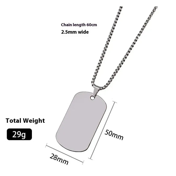 Wholesale Jewelry Vintage Style Classic Style Geometric Customization Laser Engraving 201 Stainless Steel Plating Pendant Necklace Square Pearl Chain
