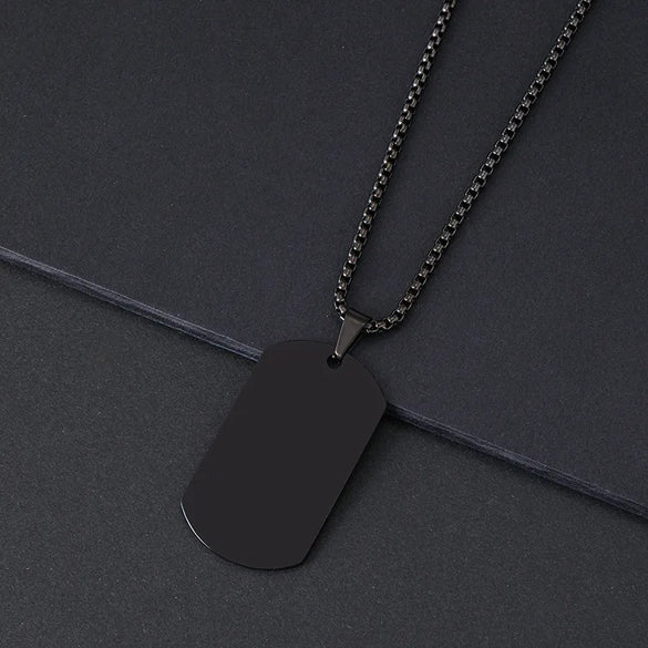 Wholesale Jewelry Vintage Style Classic Style Geometric Customization Laser Engraving 201 Stainless Steel Plating Pendant Necklace Square Pearl Chain