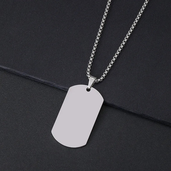Wholesale Jewelry Vintage Style Classic Style Geometric Customization Laser Engraving 201 Stainless Steel Plating Pendant Necklace Square Pearl Chain