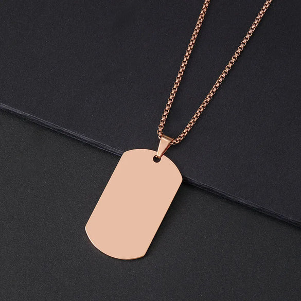 Wholesale Jewelry Vintage Style Classic Style Geometric Customization Laser Engraving 201 Stainless Steel Plating Pendant Necklace Square Pearl Chain