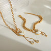 Wholesale Jewelry Vintage Style Classic Style Heart Shape 304 Stainless Steel Acrylic 18K Gold Plated Bracelets Necklace