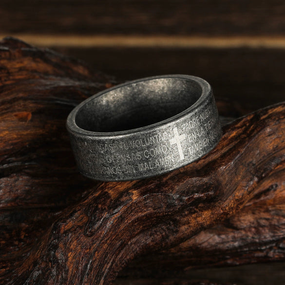Wholesale Jewelry Vintage Style English Letters Ring Titanium Steel Distressed Unisex