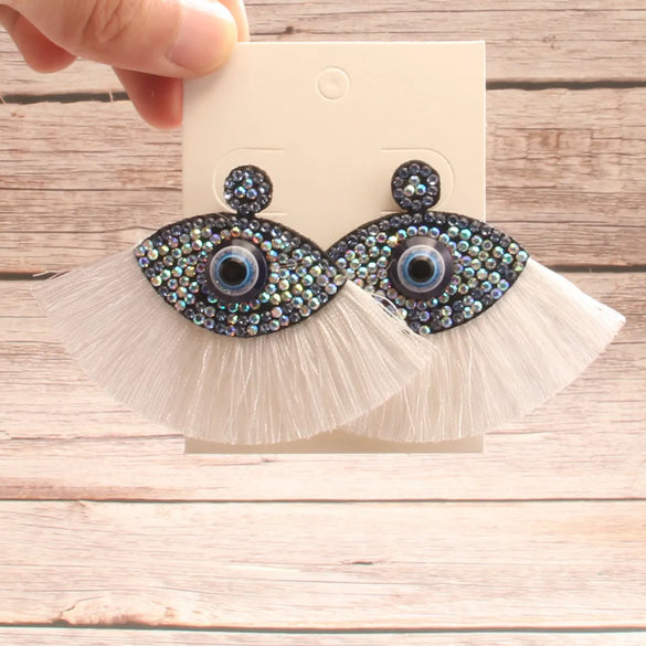 Wholesale Jewelry Vintage Style Exaggerated Artistic Devil's Eye Cloth Drop Earrings