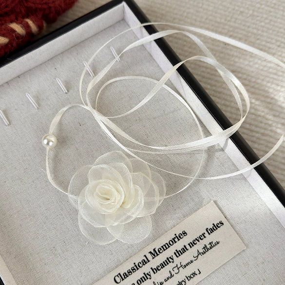 Wholesale Jewelry Vintage Style Flower Cloth Handmade Necklace For Women