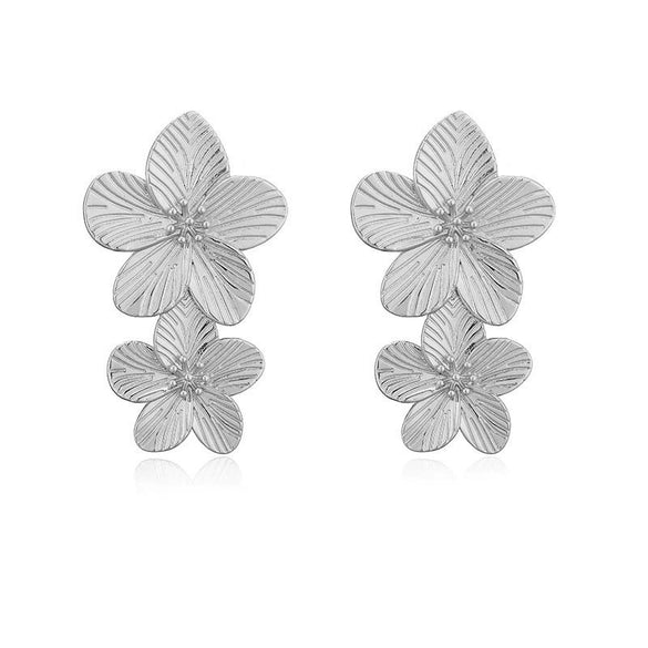 Wholesale Jewelry Vintage Style Flower Copper Electroplated Necklace Earring Bracelet Set For Ladies