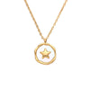 Wholesale Jewelry Vintage Style French Style Pentagram Round 304 Stainless Steel Shell 18K Gold Plated Inlay Pendant Necklace
