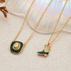 Wholesale Jewelry Vintage Style Geometric Copper Pendant Necklace With Denim Boots Cowboy Hat Design And Vacuum Plating