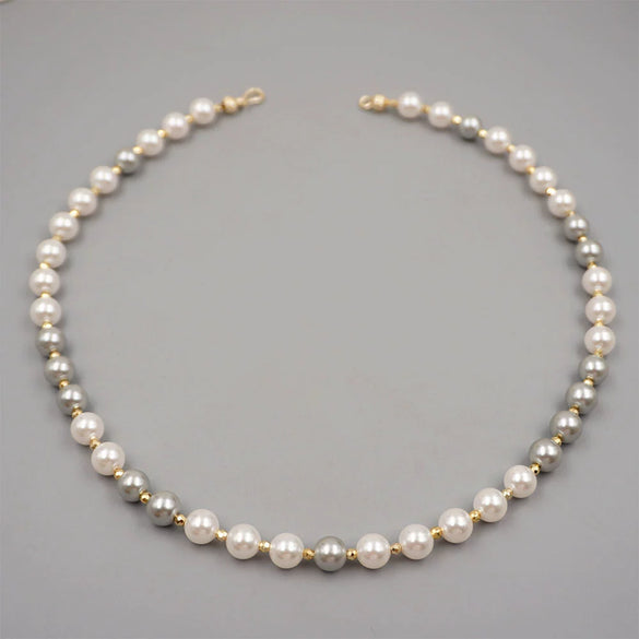 Wholesale Jewelry Vintage Style Geometric Imitation Pearl Ball Chain Necklace Handmade