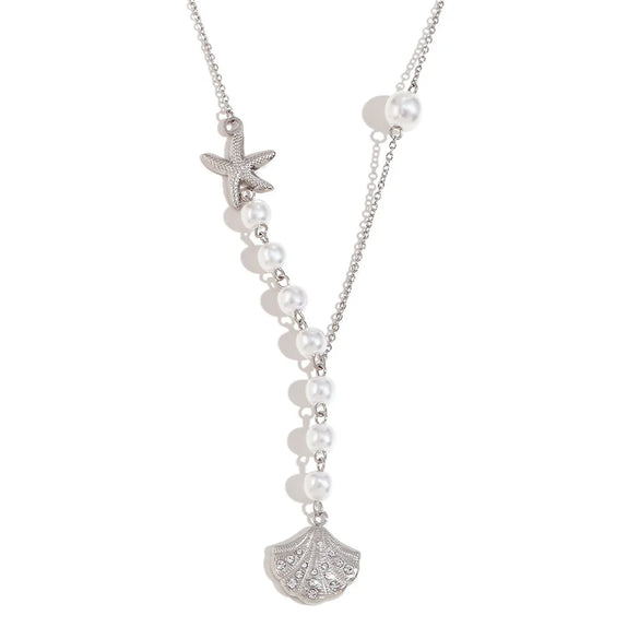 Wholesale Jewelry Vintage Style Hawaiian Beach Scallop 304 Stainless Steel Plating Pendant Necklace